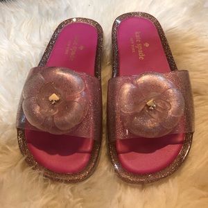 kate spade pink glitter jelly slides